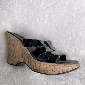 BOC Black leather wedges